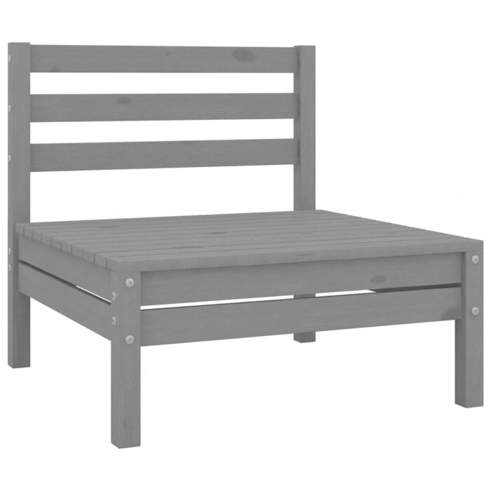 Canapé central de jardin gris bois de pin massif – Image 1