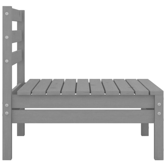 Canapé central de jardin gris bois de pin massif – Image 2