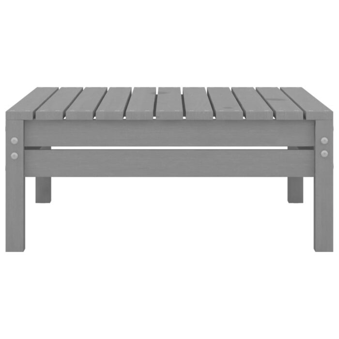 Repose-pied de jardin gris bois de pin massif – Image 2