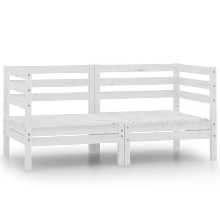 Canapés d'angle de jardin 2 pcs blanc bois de pin massif – Image 1