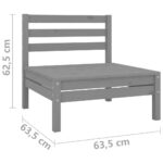 Canapés centraux de jardin 2 pcs gris bois de pin massif – Image 5