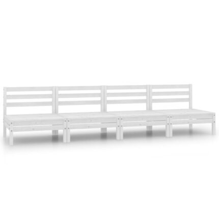 Canapés centraux de jardin 4 pcs Blanc Bois de pin massif