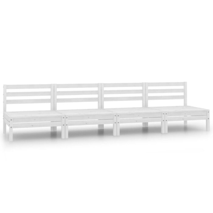 Canapés centraux de jardin 4 pcs Blanc Bois de pin massif – Image 1