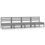 Canapés centraux de jardin 4 pcs Gris Bois de pin massif