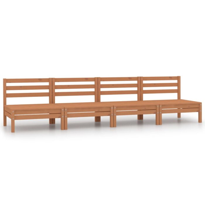 Canapés centraux de jardin 4 pcs marron miel bois de pin massif – Image 1