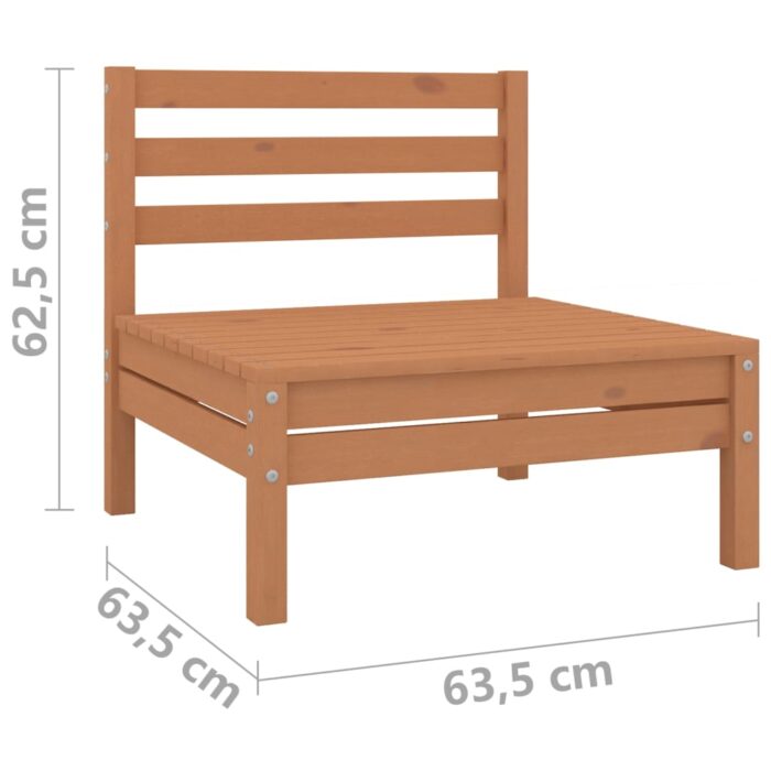 Canapés centraux de jardin 4 pcs marron miel bois de pin massif – Image 5
