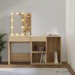 Coiffeuse à LED avec armoire Chêne sonoma Bois d'ingénierie – Image 10