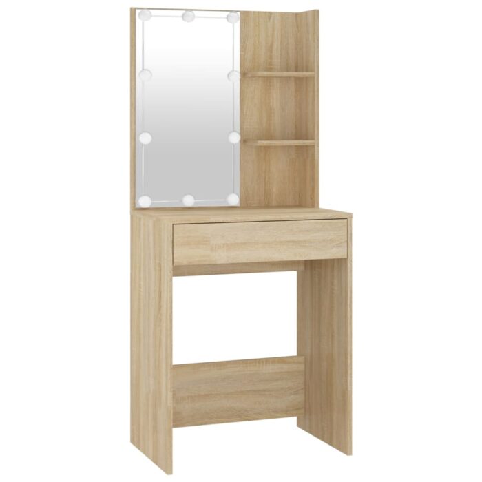 Coiffeuse à LED avec armoire Chêne sonoma Bois d'ingénierie – Image 3
