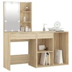 Coiffeuse à LED avec armoire Chêne sonoma Bois d'ingénierie – Image 9