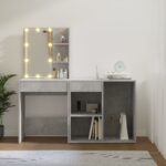 Coiffeuse à LED avec armoire Gris béton Bois d'ingénierie – Image 10