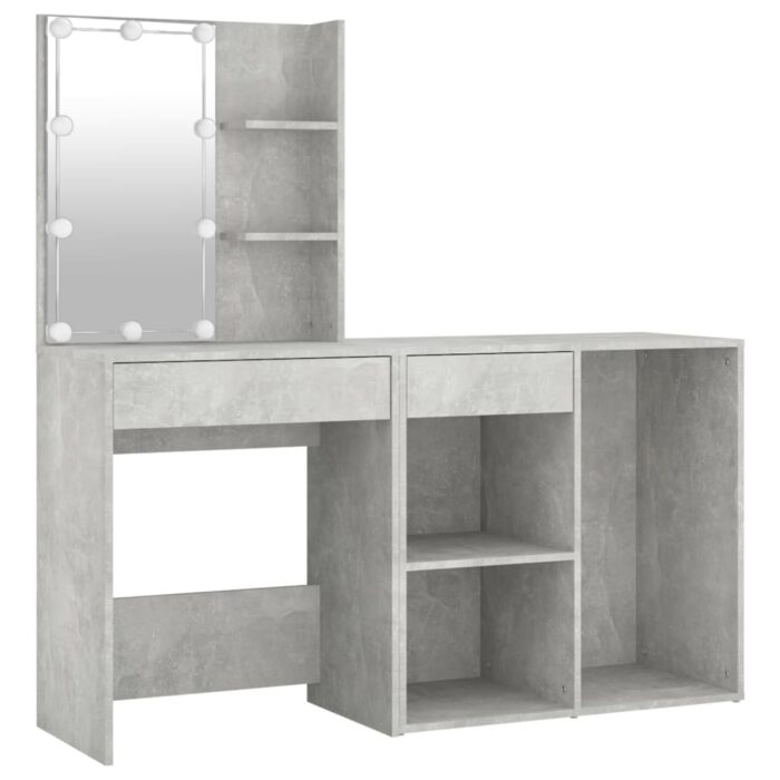 Coiffeuse à LED avec armoire Gris béton Bois d'ingénierie – Image 2