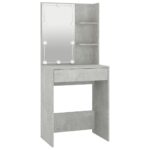 Coiffeuse à LED avec armoire Gris béton Bois d'ingénierie – Image 3