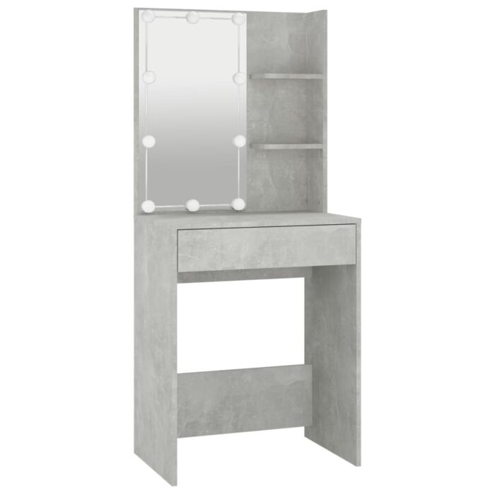 Coiffeuse à LED avec armoire Gris béton Bois d'ingénierie – Image 3