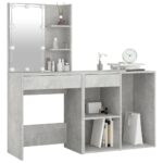 Coiffeuse à LED avec armoire Gris béton Bois d'ingénierie – Image 9
