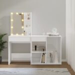 Coiffeuse à LED avec armoire Blanc brillant Bois d'ingénierie – Image 10
