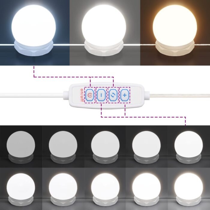 Coiffeuse à LED avec armoire Blanc brillant Bois d'ingénierie – Image 12