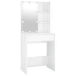 Coiffeuse à LED avec armoire Blanc brillant Bois d'ingénierie – Image 3