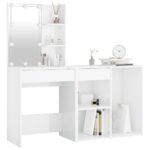 Coiffeuse à LED avec armoire Blanc brillant Bois d'ingénierie – Image 9