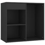 Coiffeuse à LED avec armoires noir bois d'ingénierie – Image 5