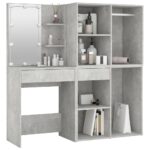 Coiffeuse à LED avec 2 armoires Gris béton Bois d'ingénierie – Image 10