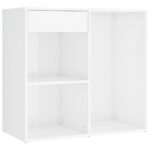 Coiffeuse à LED et 2 armoires Blanc brillant Bois d'ingénierie – Image 4