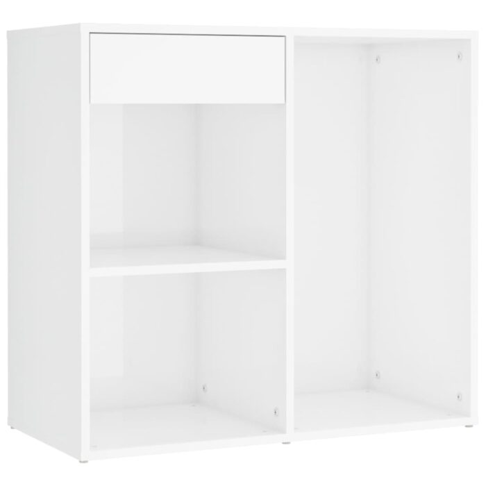 Coiffeuse à LED et 2 armoires Blanc brillant Bois d'ingénierie – Image 4