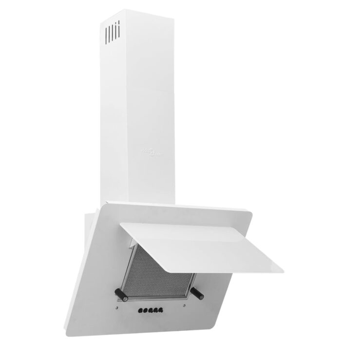 Hotte murale 60 cm Acier inoxydable et verre trempé Blanc – Image 2