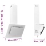 Hotte murale 60 cm Acier inoxydable et verre trempé Blanc – Image 8