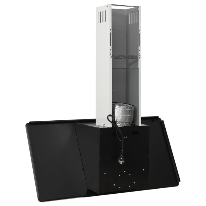 Hotte murale 90 cm Acier inoxydable et verre trempé Noir – Image 4