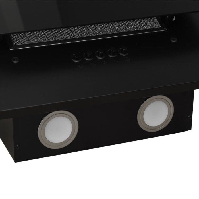 Hotte murale 90 cm Acier inoxydable et verre trempé Noir – Image 7