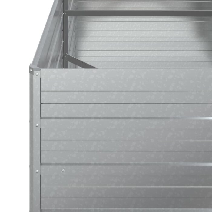 Lit surélevé de jardin 160x80x77 cm Acier galvanisé Argenté – Image 5