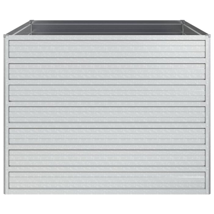 Lit surélevé de jardin 100x100x77 cm Acier galvanisé Argenté – Image 2
