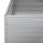 Lit surélevé de jardin 100x100x77 cm Acier galvanisé Argenté – Image 3
