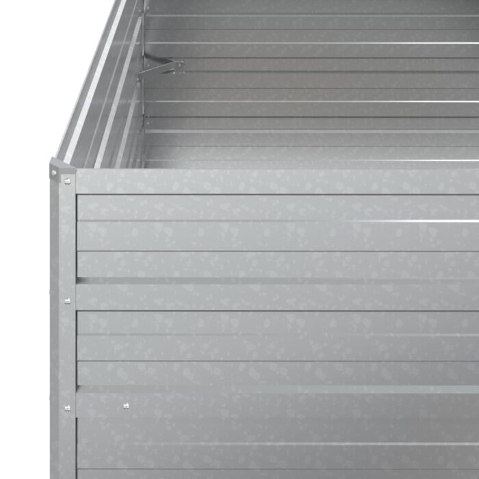 Lit surélevé de jardin 100x100x77 cm Acier galvanisé Argenté – Image 3