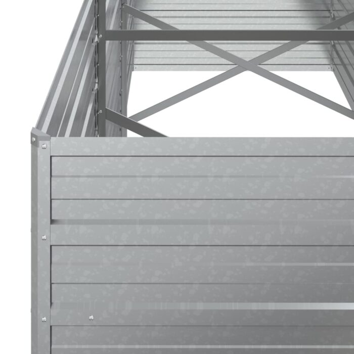 Lit surélevé de jardin 240x80x77 cm Acier galvanisé Argenté – Image 4