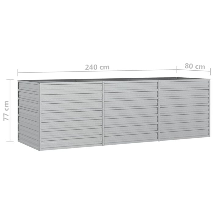 Lit surélevé de jardin 240x80x77 cm Acier galvanisé Argenté – Image 5
