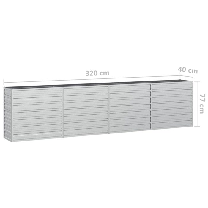 Lit surélevé de jardin 320x40x77 cm Acier galvanisé Argenté – Image 5
