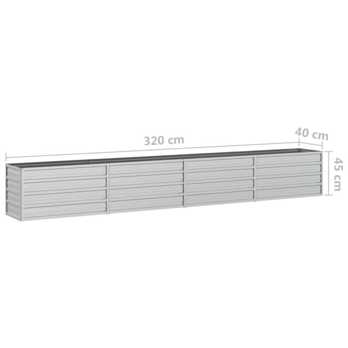 Lit surélevé de jardin 320x40x45 cm Acier galvanisé Argenté – Image 5