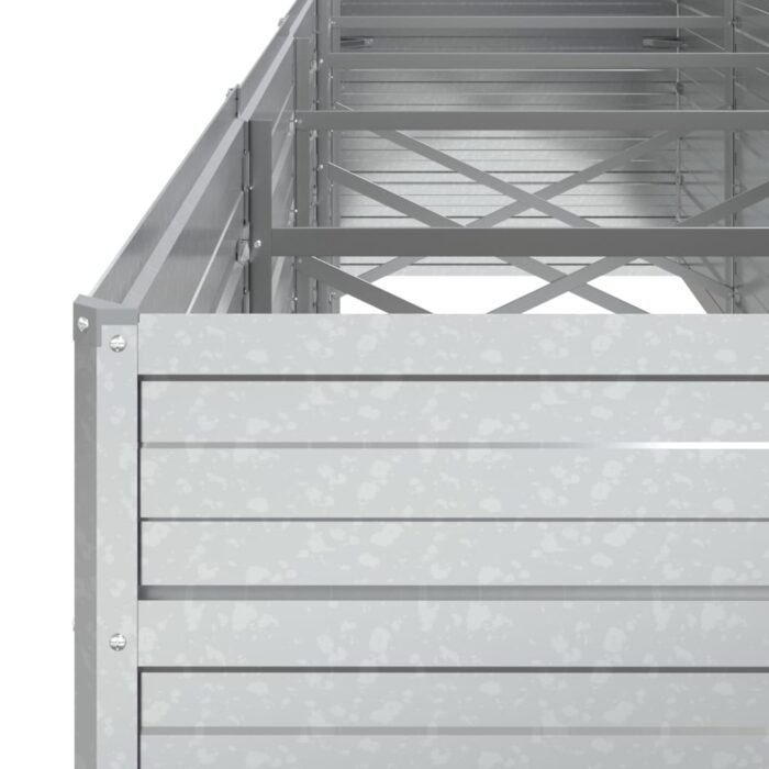 Lit surélevé de jardin 400x80x77 cm Acier galvanisé Argenté – Image 4