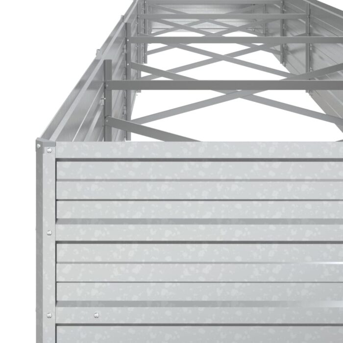 Lit surélevé de jardin 600x80x45 cm Acier galvanisé Argenté – Image 4