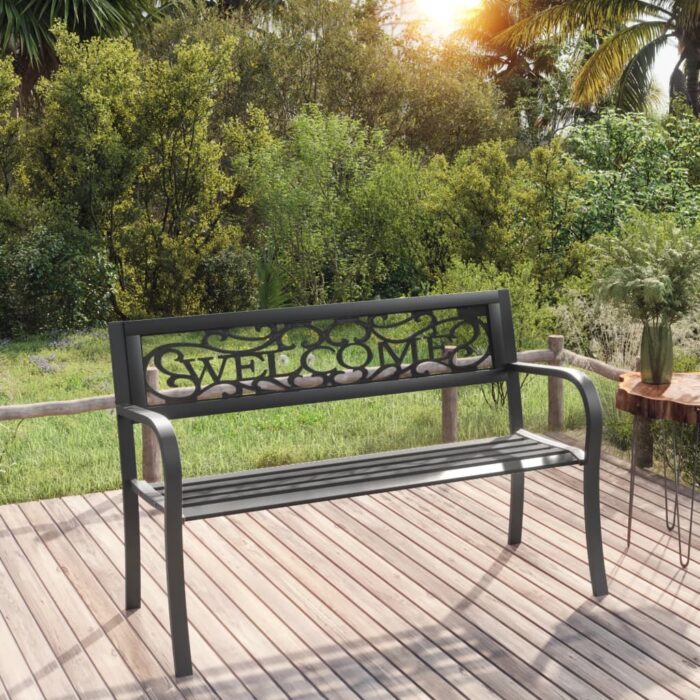 Banc de jardin 125 cm Acier Noir – Image 1
