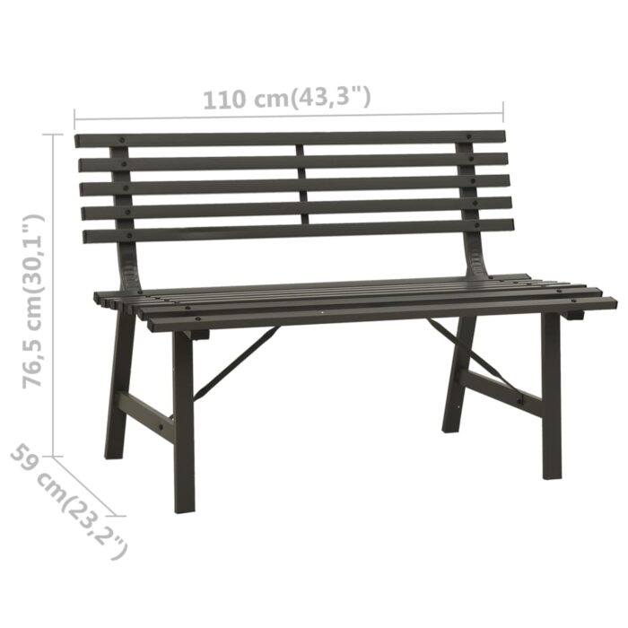 Banc de jardin 110 cm Acier Noir – Image 5