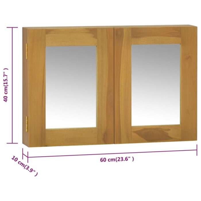 Armoire à miroir 60x10x40 cm Bois de teck solide – Image 8