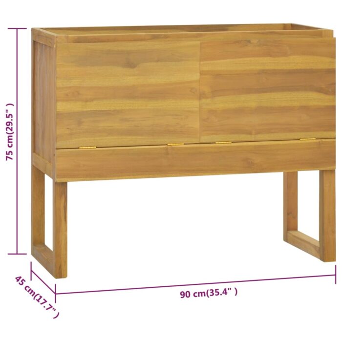 Armoire de salle de bain 90x40x75,5 cm bois de teck solide – Image 7