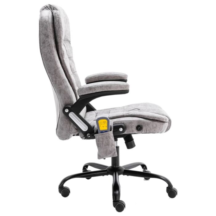 Chaise de bureau de massage gris clair similicuir daim – Image 2