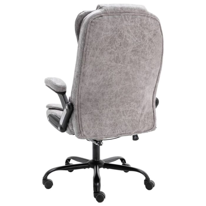 Chaise de bureau de massage gris clair similicuir daim – Image 3