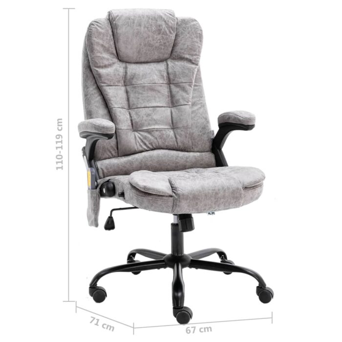Chaise de bureau de massage gris clair similicuir daim – Image 6