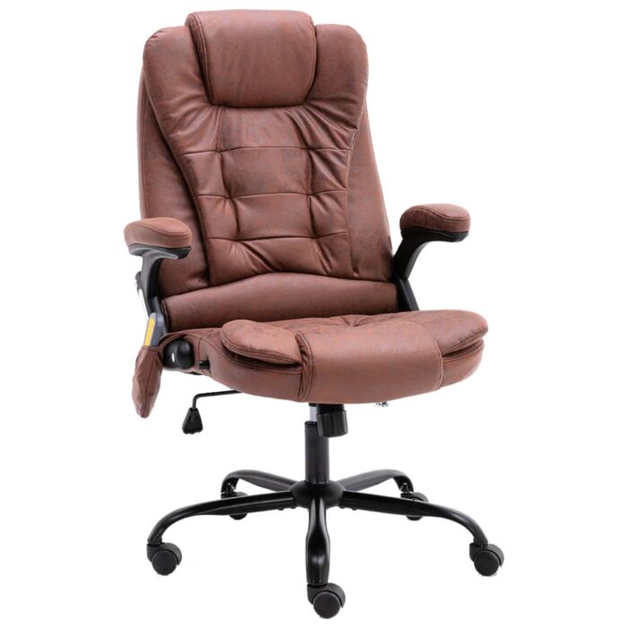 Chaise de bureau de massage marron clair similicuir daim – Image 1