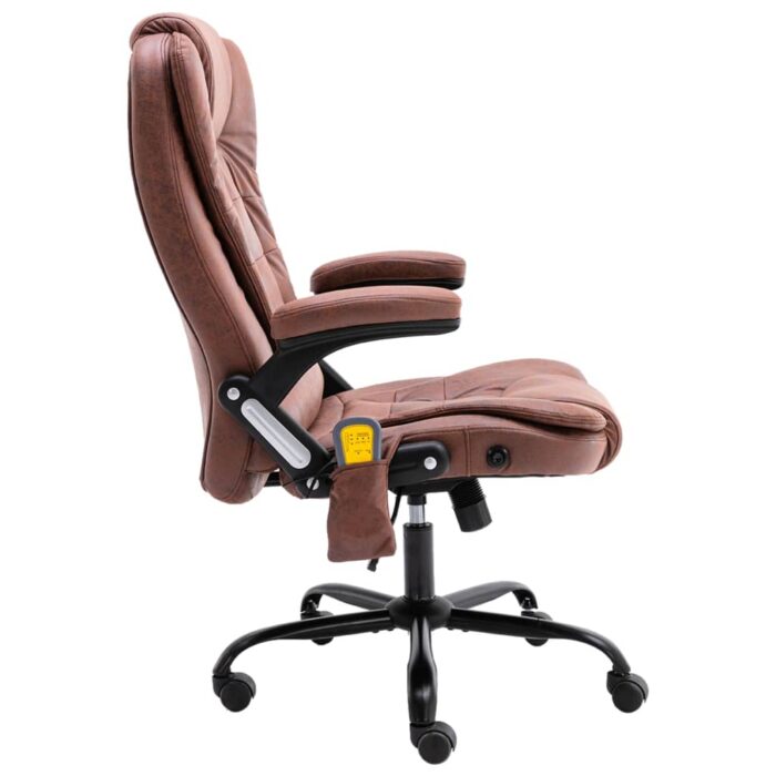 Chaise de bureau de massage marron clair similicuir daim – Image 2