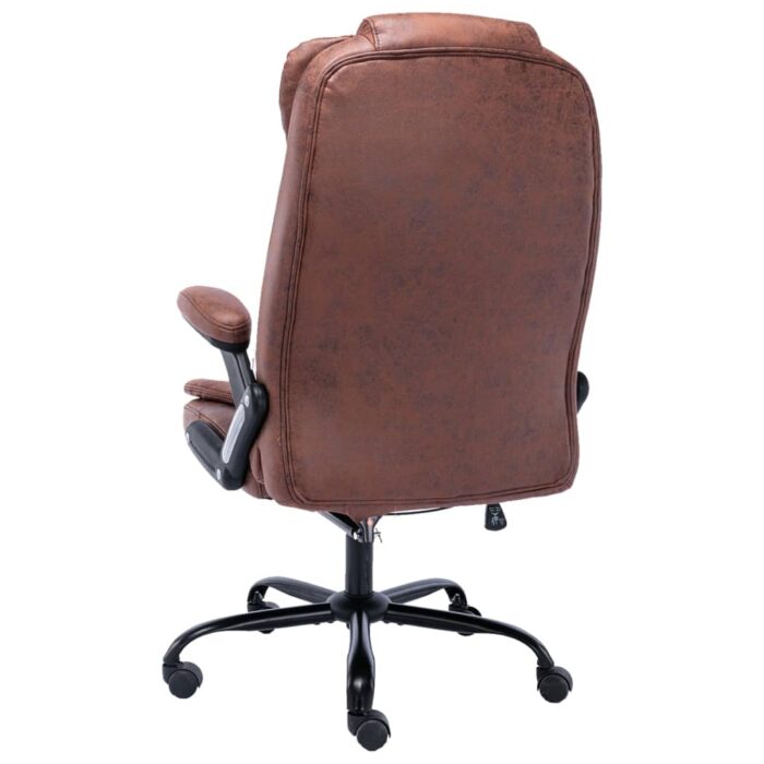 Chaise de bureau de massage marron clair similicuir daim – Image 3